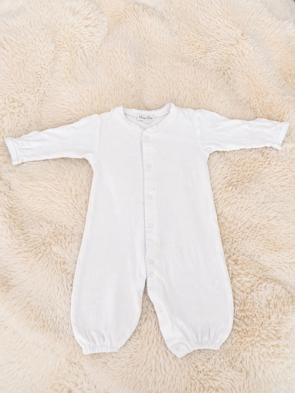 Kissy Kissy White Footless Convertible  Baby Robe and Romper—NB Newborn
